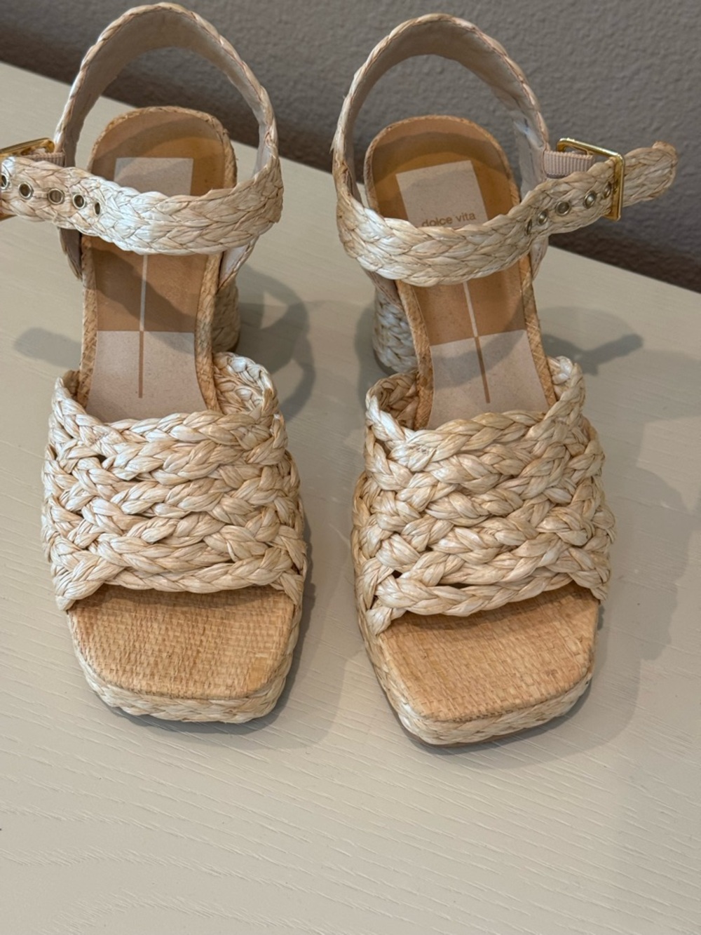 Dolce Vita Natural Braided Espadrille Wedge Sandals